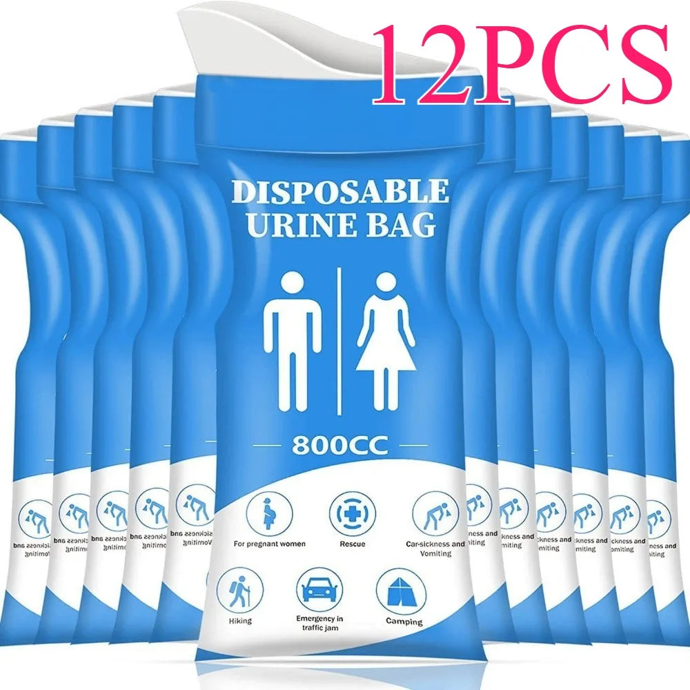 12PCS New Car Emergency Urine Bag, Disposable Portable Urine Bag for Men and Women, Long-Distance Travel Peephole Bag