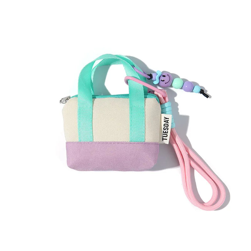Dopamine, Pink, Mini, Earphone Case, Anti-lost, Storage Bag, Data Cable Organizer Bag, Keychain,Sweet and Girly Accessories