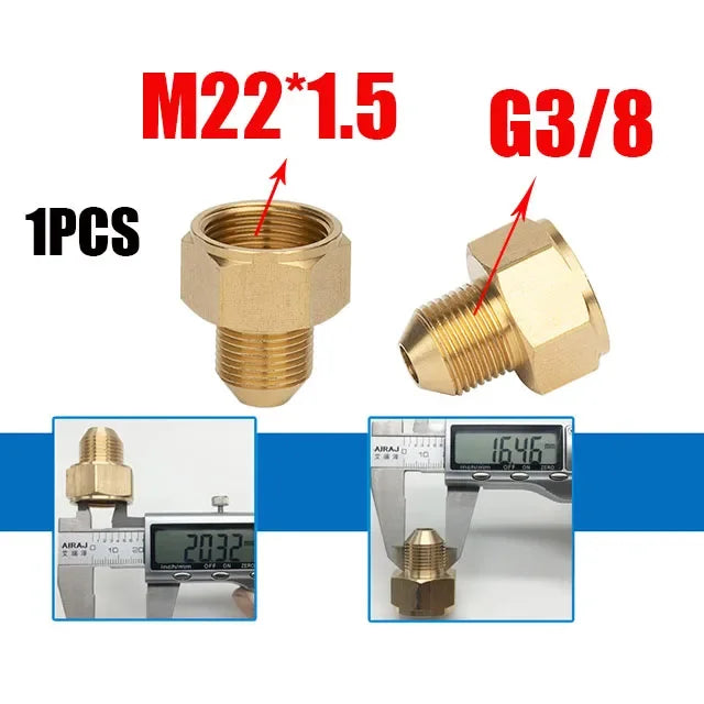 Reducing Brass Fitting 3/8" 1/2" M14 M18 M22 Thread Connector Male Female Adaptor Pressure Washer Gun Hose Connector