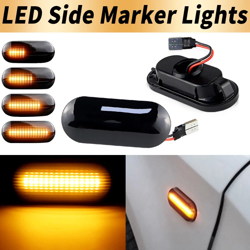 2PCS LED Side Marker Lights Canbus For Ford C-Max 07- Fiesta 01- Focus 04-07 Fusion 02- Galaxy 95-00 Dynamic Turn Signal Lamps