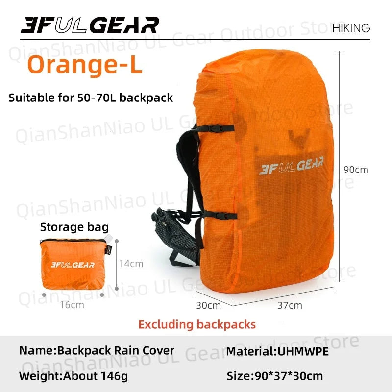 3F UL Gear UHMWPE Rain Cover For Backpack Outdoor Ultralight Hiking Waterproof Trekking Rainproof 20-85L Backpack Cover