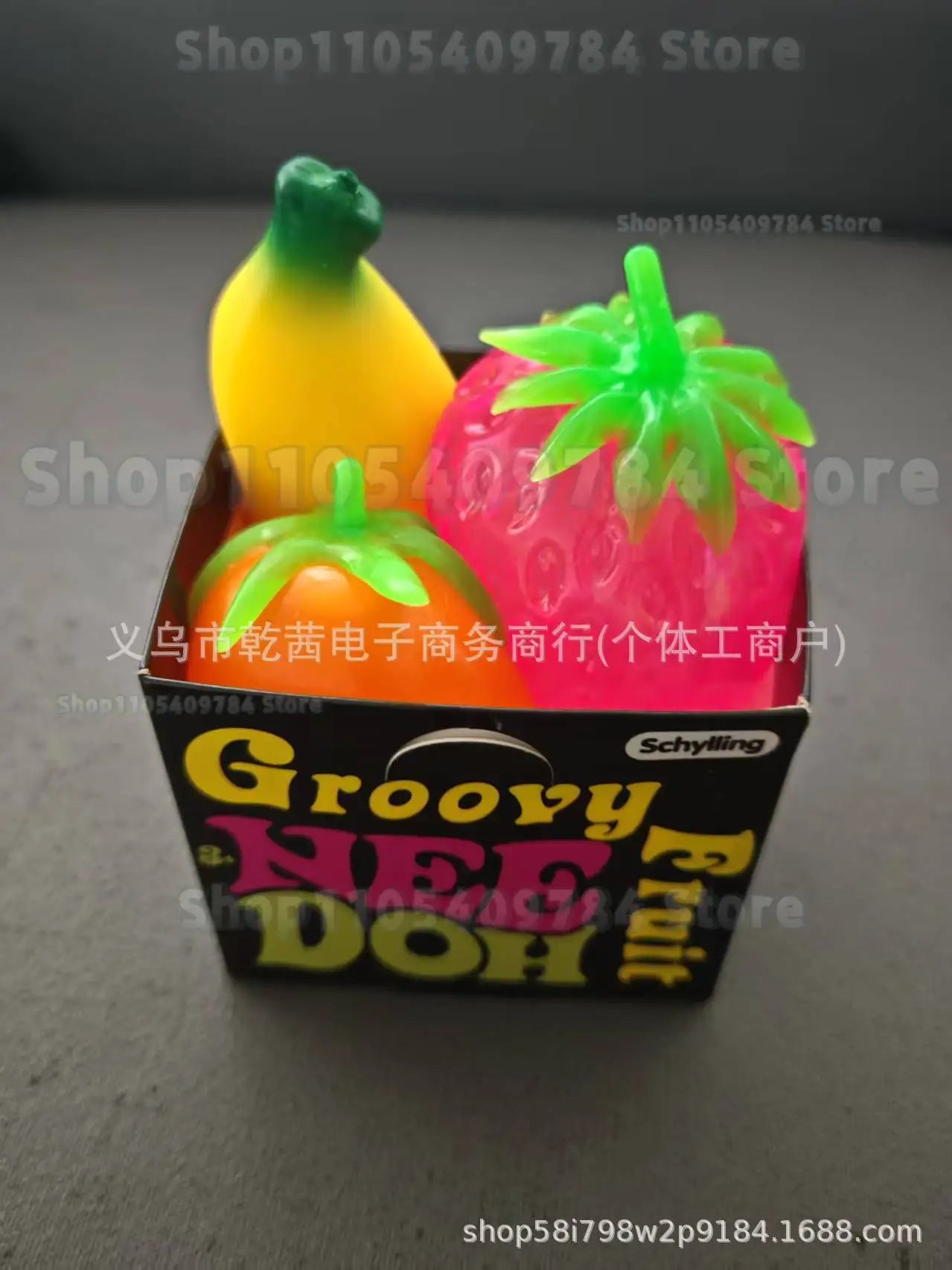 New Groovy Fruit Stress Ball, Strawberry Banana Squeeze Toy, Soft Sensory Fidget Toy for Kids Adults, Anxiety Relief Gift