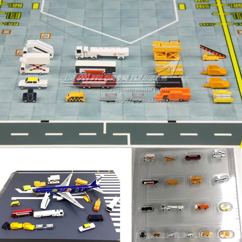 New 1:400 Scale 18pcs Aircraft Airport Accessory Model Ground Handling Wheeled Boarding Car Bridge Truck Transmission Vehicle
