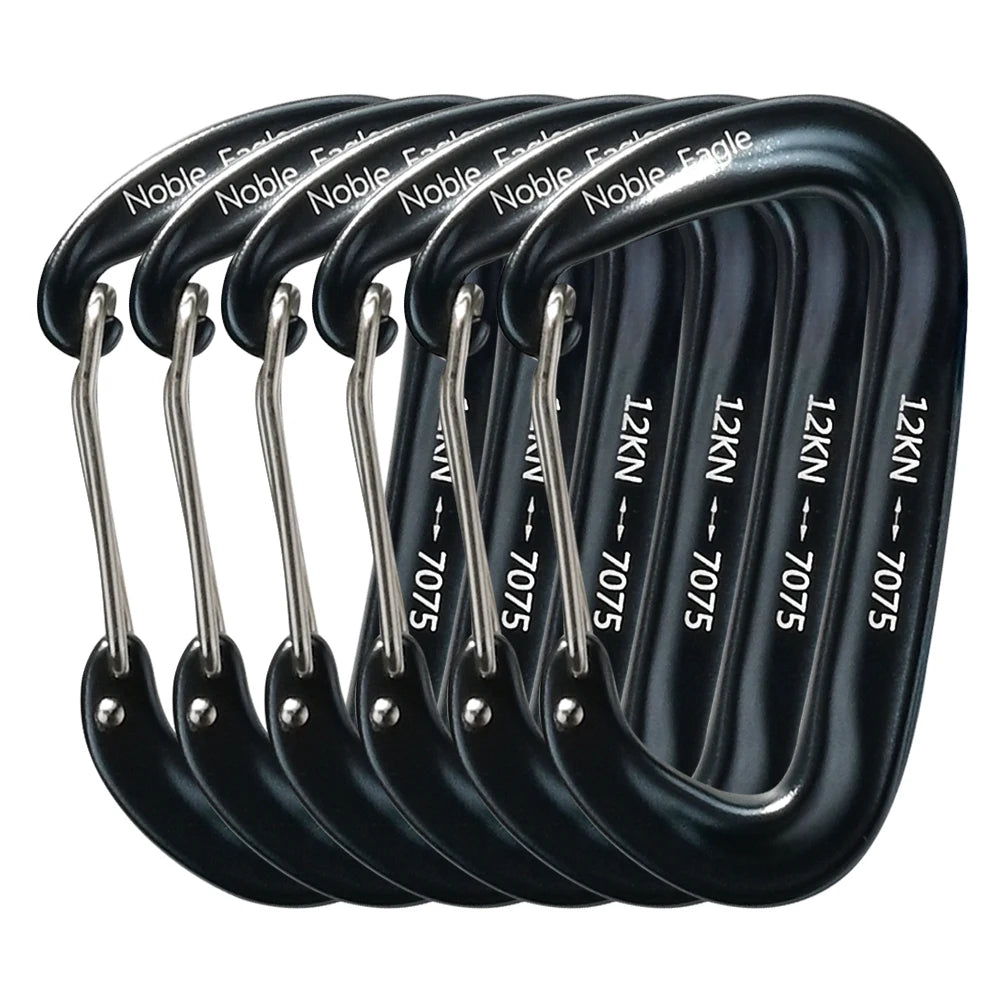 6PCS 12kN Tactical Carabiners Clips Set Heavy Duty Non-Locking Belt Hook For Bags Outdoor Hammock Climbing Accessories