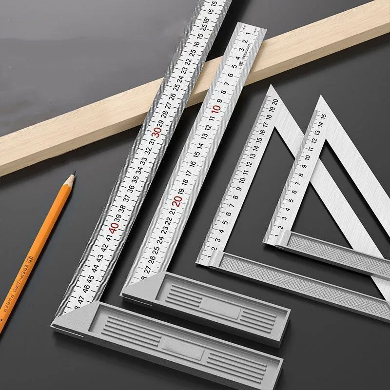 30CM 50CM 30×15CM Aluminum Alloy Square Ruler Stainless Steel L-Shaped Ruler 90 Degree Angle Gauges Woodworking Measuring Tools