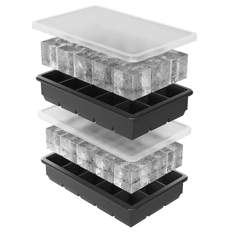 4/6/8/15 Grid Big Ice Tray Mold Giant Jumbo Large Food Grade Silicone Ice Cube Square Tray Mold DIY Ice Maker Ice Cube Tray