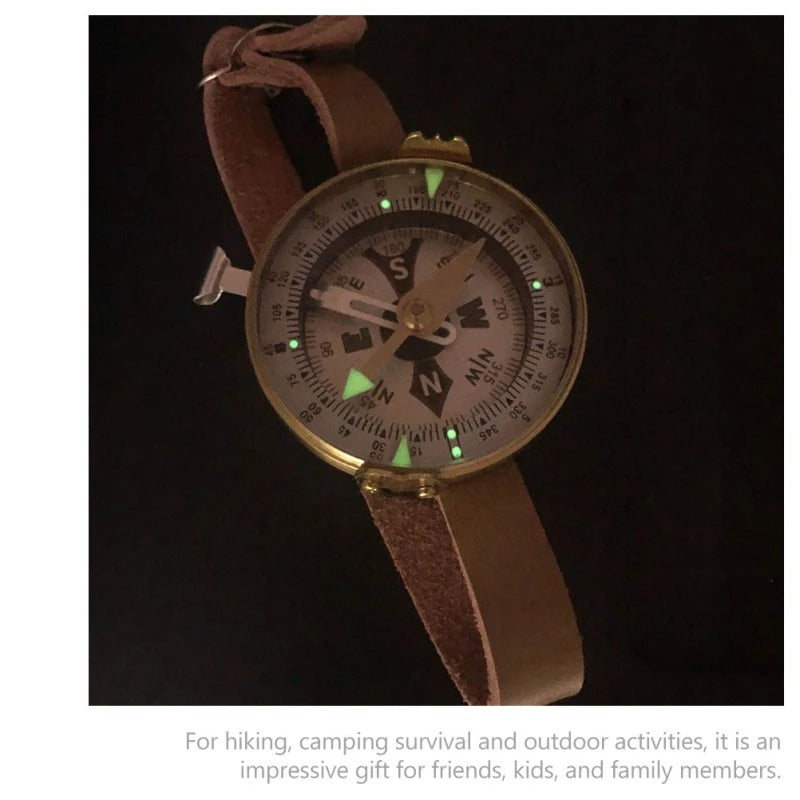 1Pc Luminous Compass Small Portable Survival Camping Equipment Vintage Hiking Metal Russian Design Outdoor Luopan Unique