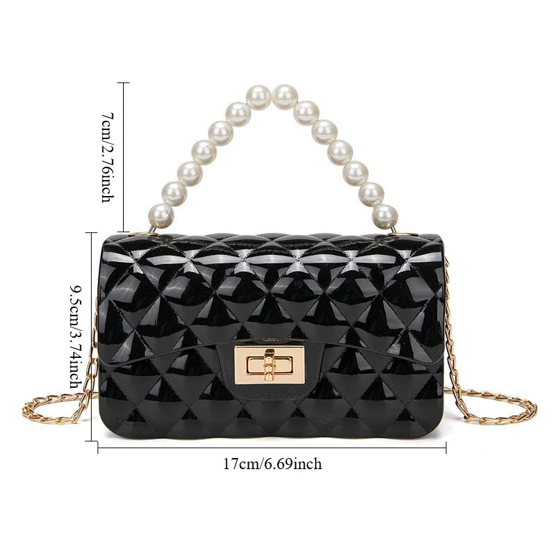 Versatile Korean-Style Small Bag for Women, Pearl Handbag with Chain, Mini Crossbody Phone Bag, Versatile Solid Color Candy Bag