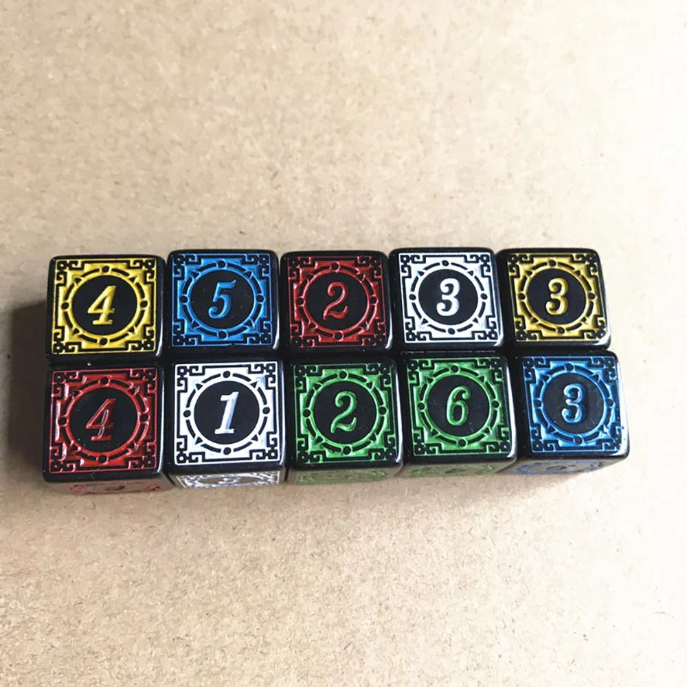 10Pcs/Set 16mm D6 Dice Square Edged Corner Numbers 6 Sided Dices Acrylic Playing Table Board Games Bar Pub Club Party DND