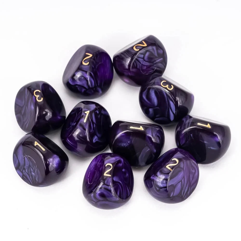 10Pcs D3 Pearl Texture Game Dice 3 Sides D3 Die New Design 16mm Unique Polyhedral Dice Set for Tabletop Role Playing Board Games