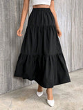 Women's Flounce Hem Skirt - Bestseller Solid Color High Waist A-Line Skirt, Casual Loose Fit & Versatile for Daily Outfits