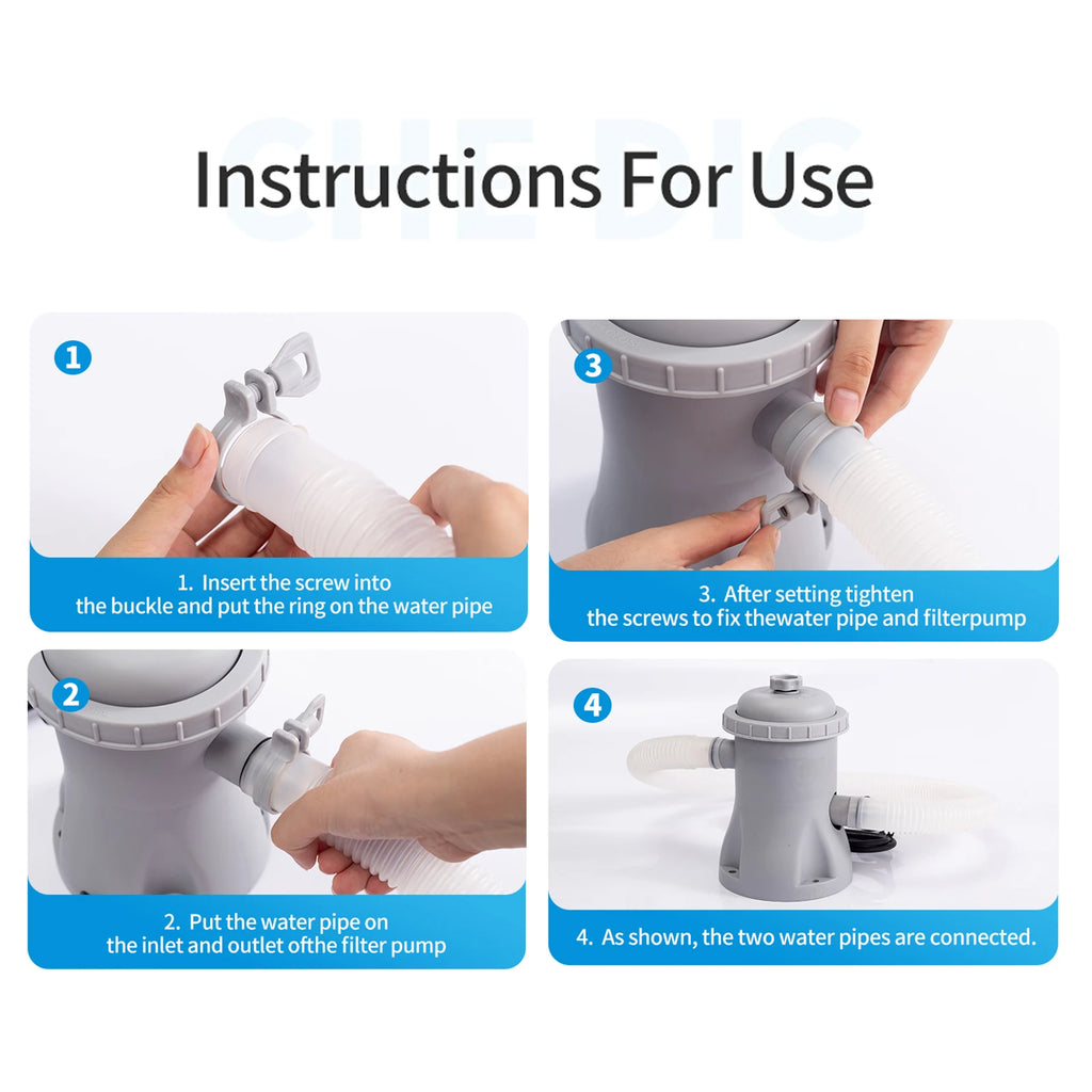 Pool Filter Pump 330 GPH Paddling Pool Electric Water Pump With 2 Pool Filter Cartridge Pool Pumps Ground Small Pool Filter Pump