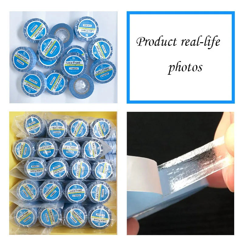 1/2/3 Roll 3 Yards*0.8 CM Super Hair Blue Tape Double-Sided Adhesive Tape for Hair Extension/Lace Wig/Toupee
