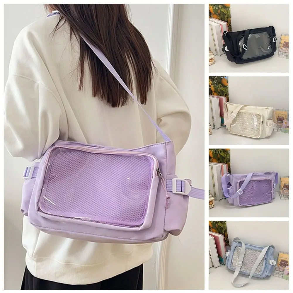 Zipper Bag Solid Color Itabag Nylon Cotton Doll Bag Transparent Bags Wallet Idol Merchandise Storage Shoulder Bag Gift