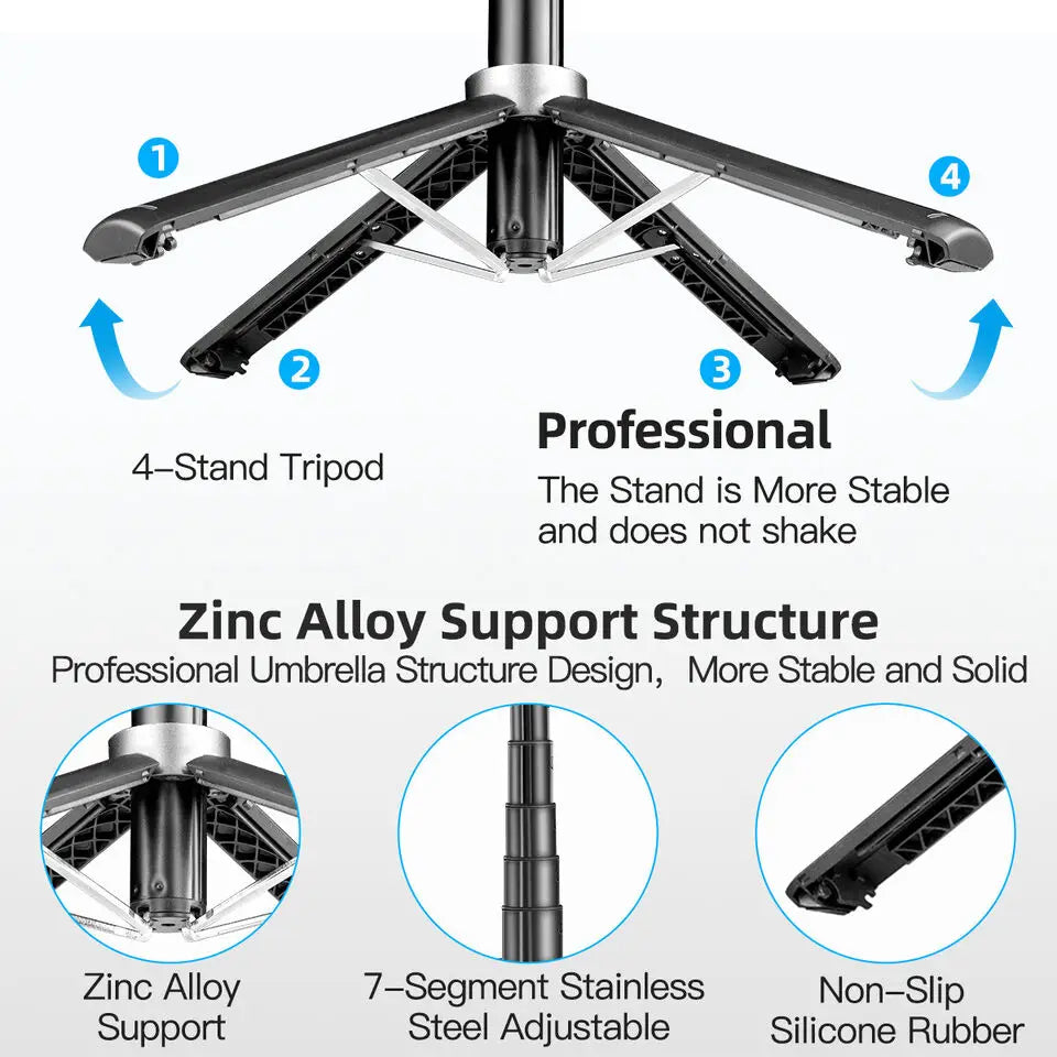 Selfie Stick Tripod with Remote & Fill Light 40" Extendable Phone Tripod 1/4 Inch Screw for Android IPhone Smartphone