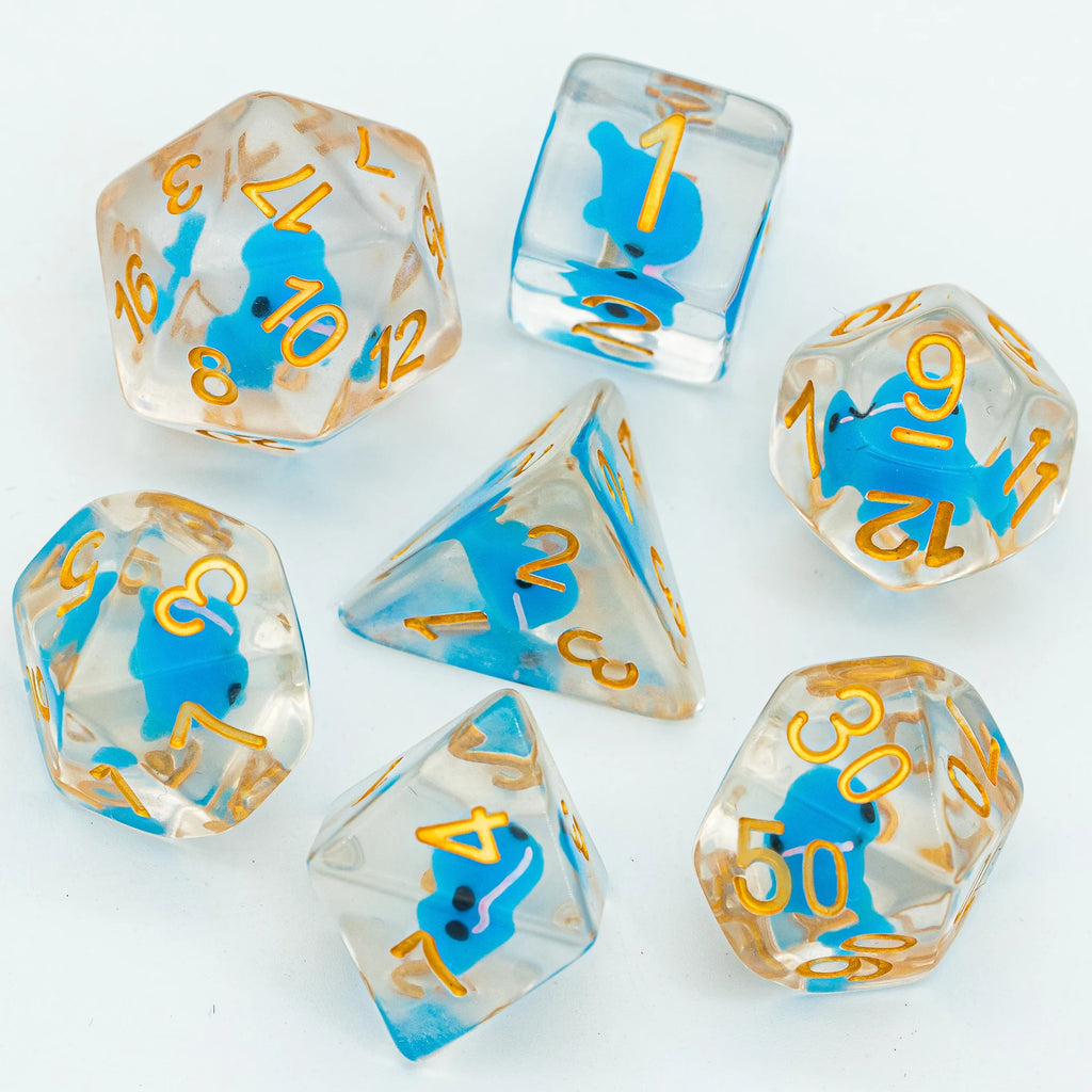 Cusdie Cute Animals DnD Dice Resin D4 D6 D8 D10 D% D12 D20 Polyhedral Dice Set for D&D Pathfinder Role Playing Table Board Games