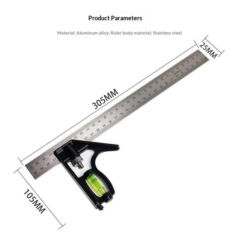 texture12 Inch Combination Square Ruler 300MM Multiangle Level Gauge For Woodworking Craft and Workshop Toolsdaily necessities