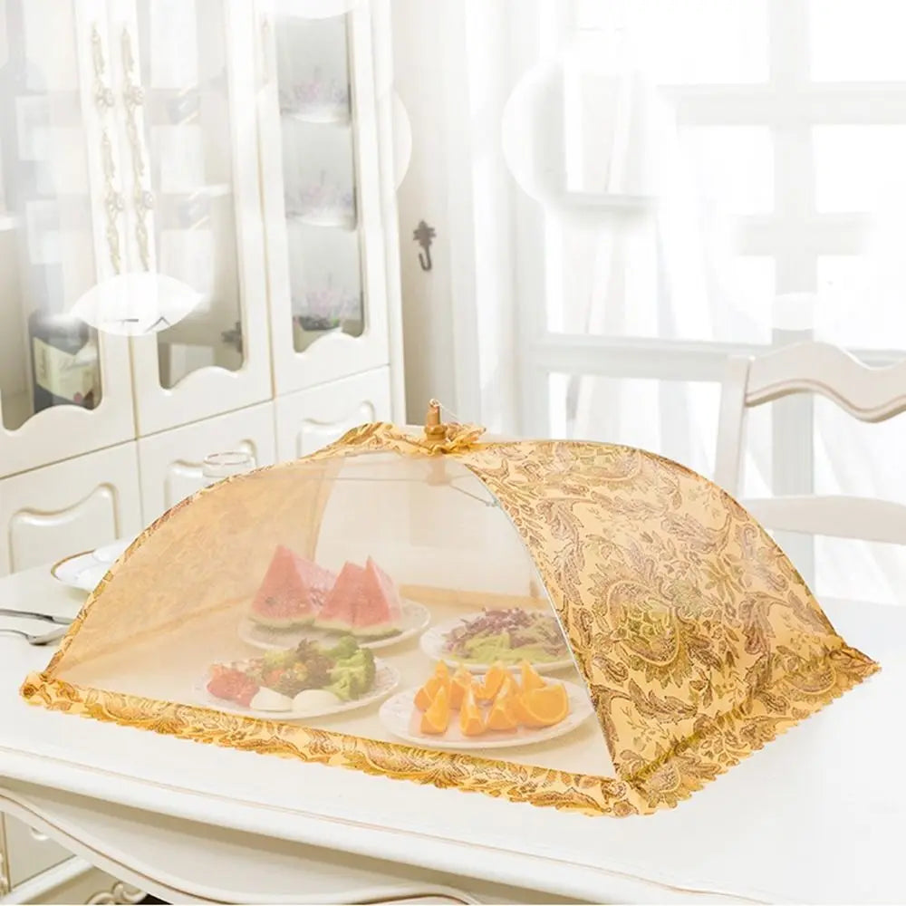 1 PCS Foldable Food Cover Breathable Lace Fabric Food Lid Creative Umbrella Shape Dish Tent For Dining Table