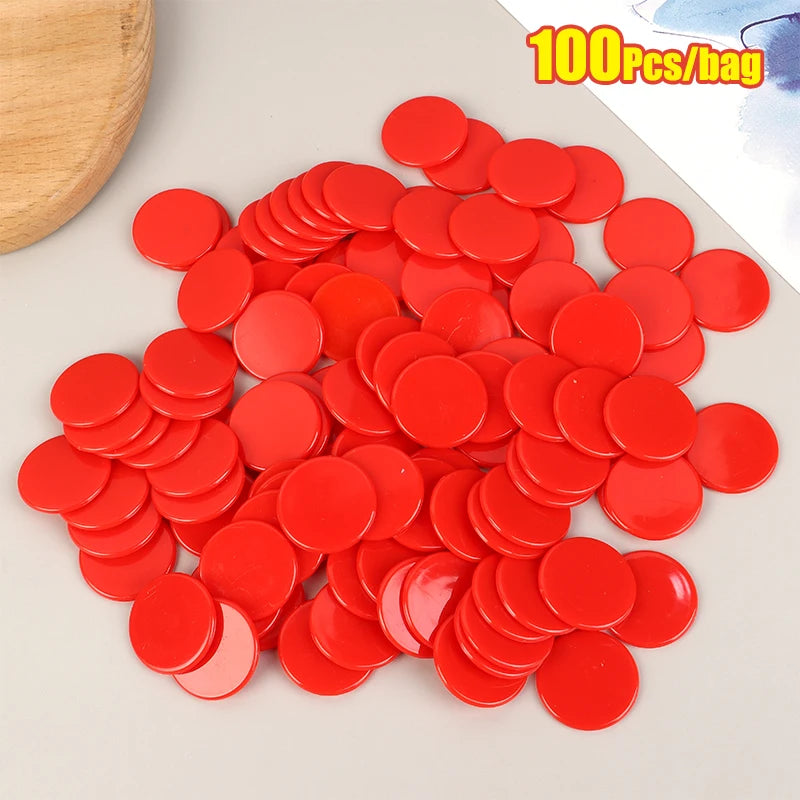 100Pcs 25mm Montessori Learning Education Math Toy Plastic Poker Chips Bingo Chip Markers Token Family Club Party Counting Toy
