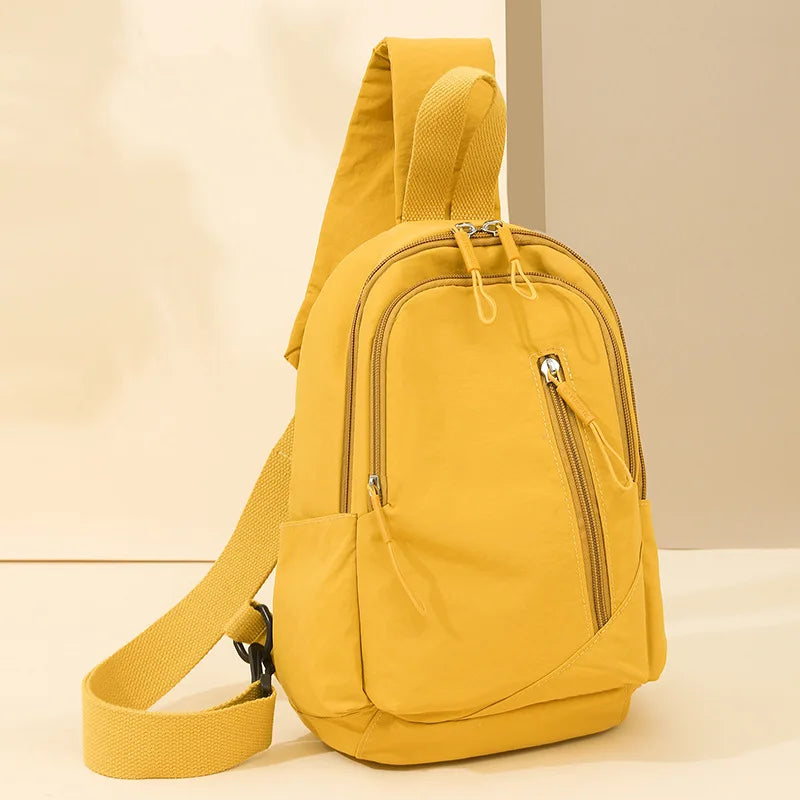 New Solid Color Casual Crossbody Bag Lightweight Waterproof Nylon Unisex Shoulder Sling Backpack Large Capacity Travel Bag