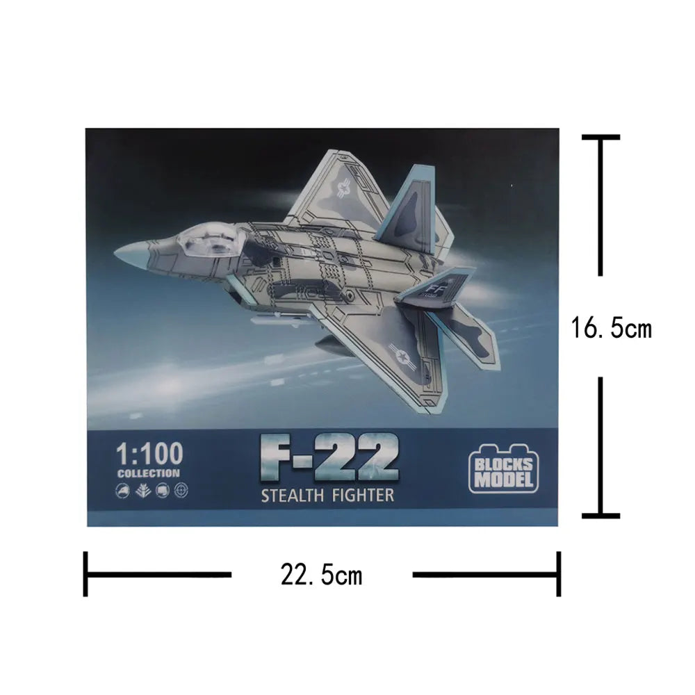 Models 1/100 Fighter F22 Model Assemble Collection Educational Toys Tabletop Decor Plane Model for Boy Adults Kids Girls Gifts