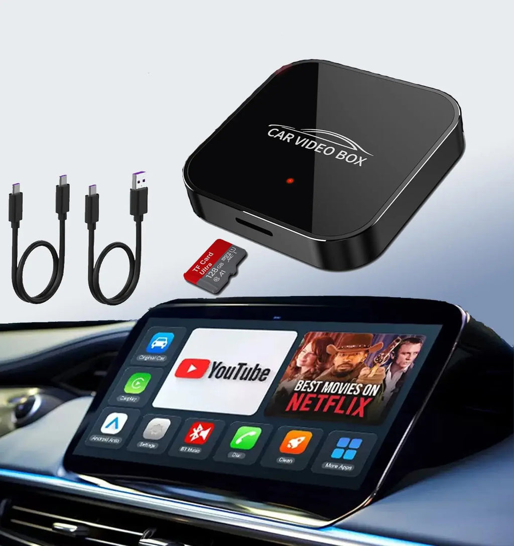 3-in-1 Wireless Carplay Adapter Support Apple CarPlay & Android Auto, Magic Video AI Box for Streaming Netflix YouTube,Upgraded Dual-Band WiFi, Converts Wired to Wireless Car Play for iPhone/Android