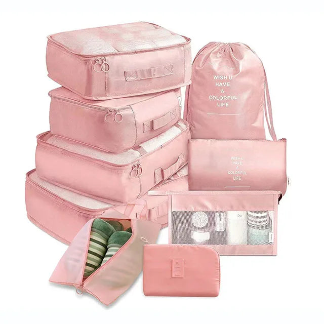8/9PCS Set Packing Cubes For Travel Waterproof Clothes Underwear Shoes Toiletries Organizer Tidy Pouch Travel Storage Bag