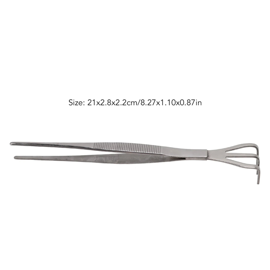Root Rake with Tweezer 3 Prong Stainless Steel Loosen Soil Bonsai Tree Tools with Ergonomic Handle