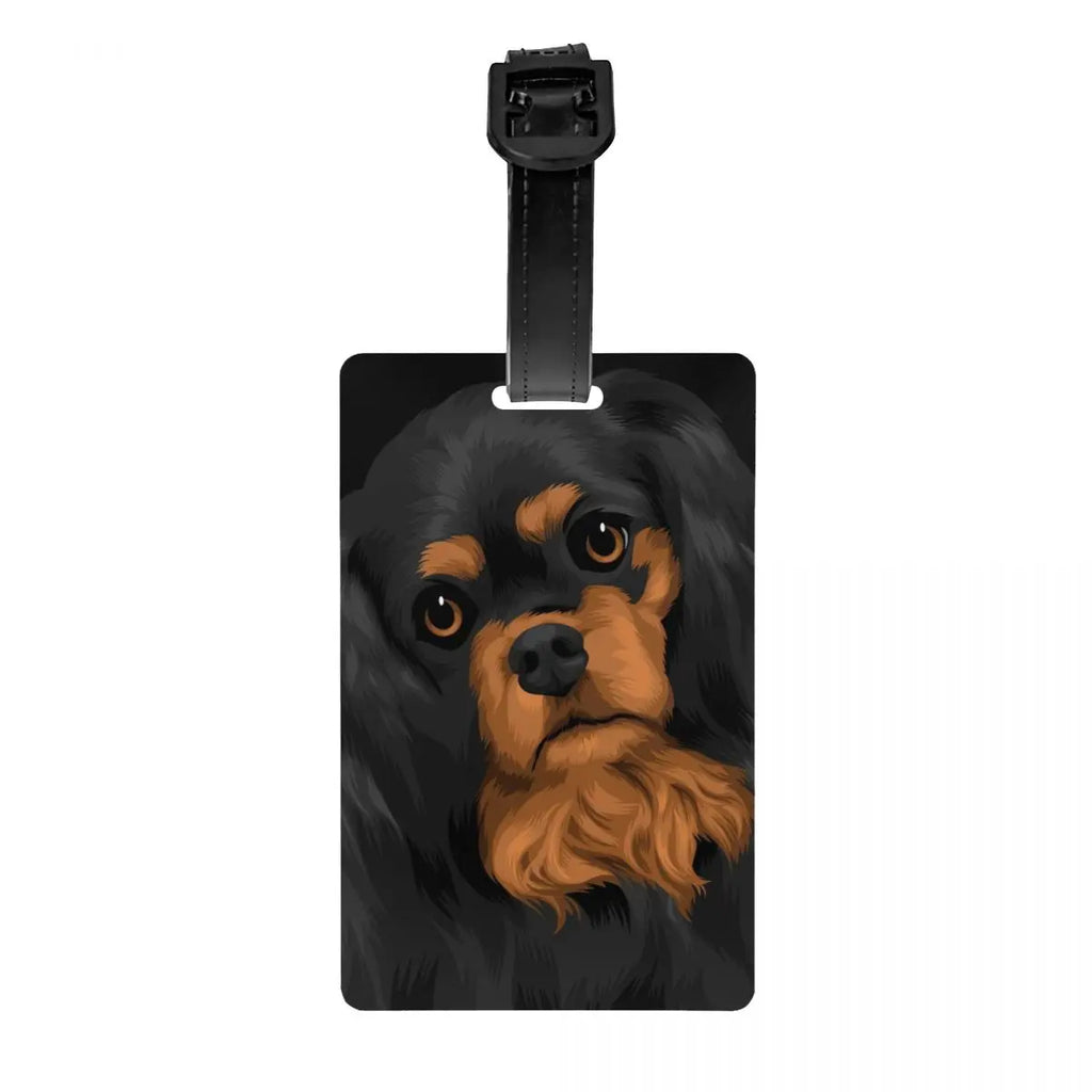 Custom Cavalier King Charles Spaniel Pet Portraits Art Luggage Tag Dog Suitcase Baggage Privacy Cover ID Label