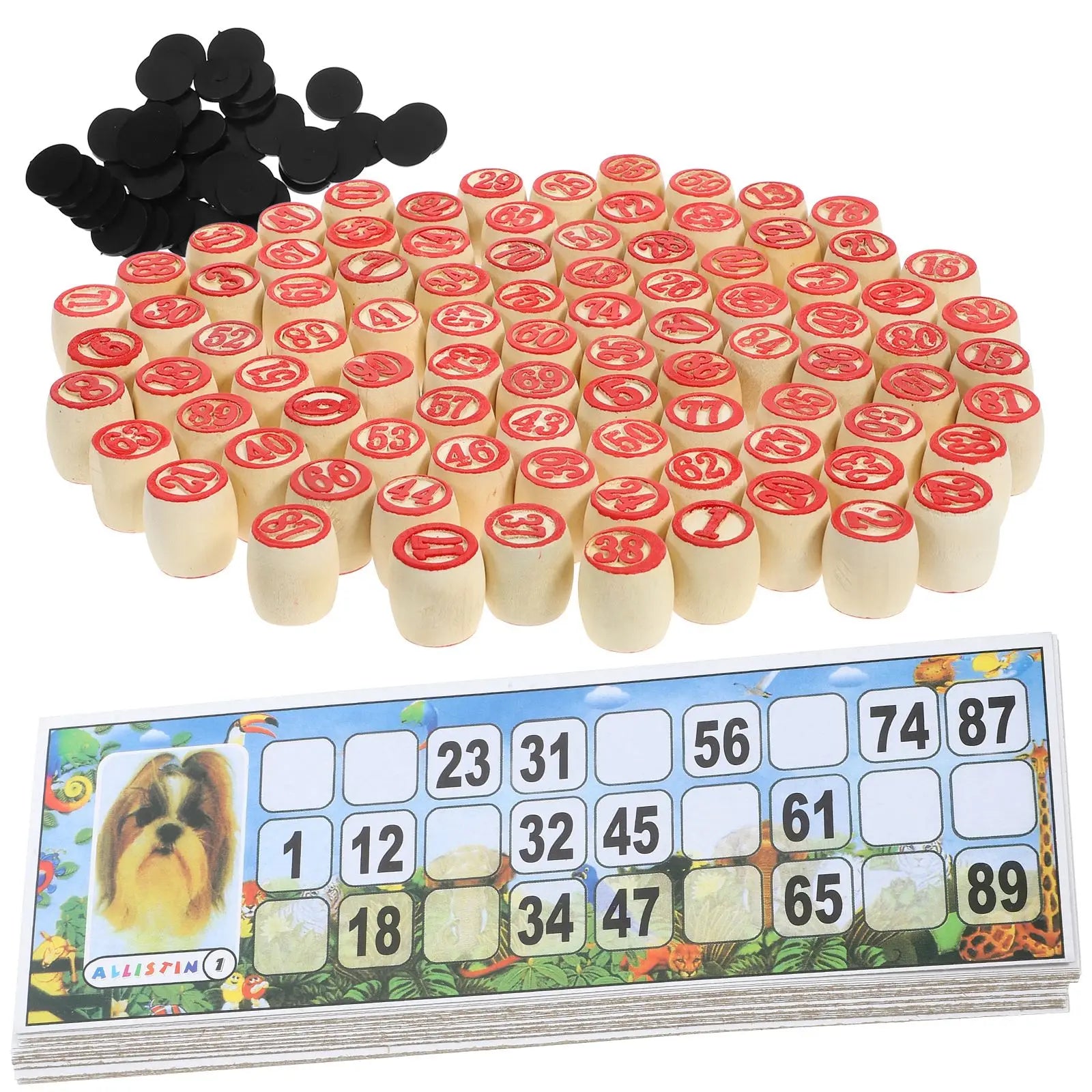 1 Set Russian Lotto Set Family Game Wood Russian Lotto Game for Adults Kids Russian Lotto Game Supplies Bingo Game Set ﻿