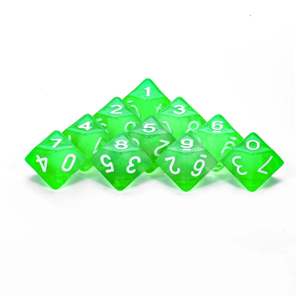 Board Game D10 Dice 10pcs Digital 0-9 Polyhedral Dice for Table Role Playing Game DND COC