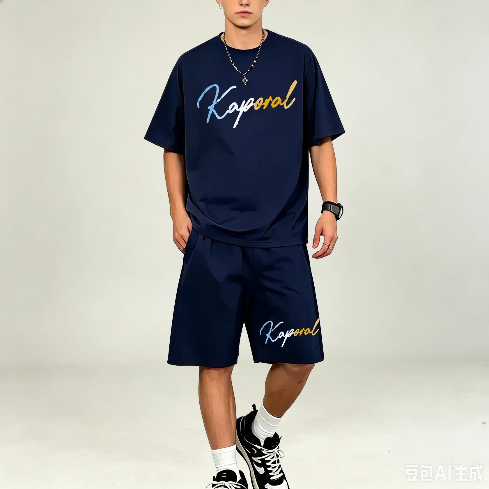 Men T‑Shirts Sets Loose‑Cut 2‑Piece Outfit Breathable Sweat‑proof T‑Shirts Sets Hot‑selling Casual Sport Suit For Men Daily Wear