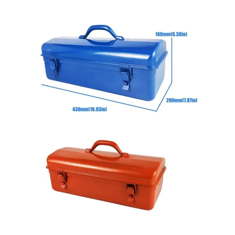Portable Metal Storage Case with Top Handle and Front Closures for Home Repair, Garage Carry, and Workshop Use D2RD