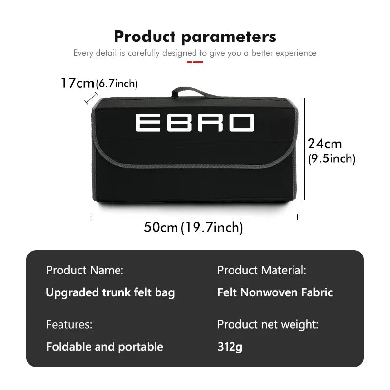 Car Logo Trunk Storage Box, Large Capacity Tool Organizer Bag Car Accessories for Ebro S700 S800 S900 S400