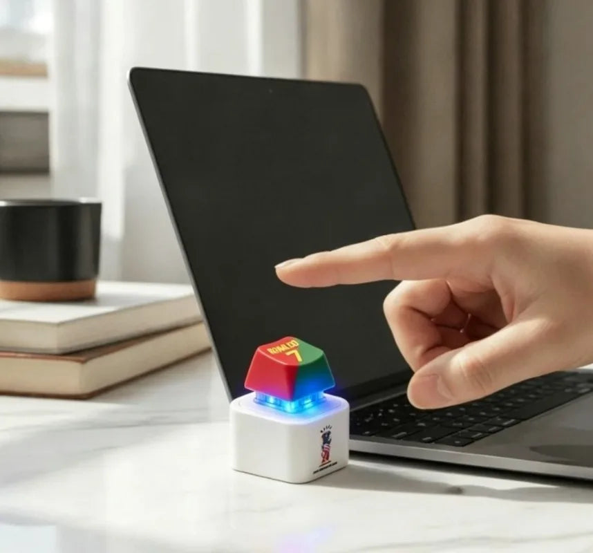 2026 New CreativeKey Pendant  Siu Press-and-Squeeze Stress-Relief Keyboard Sound-Emitting and Light-Up Keychain Gift Anime