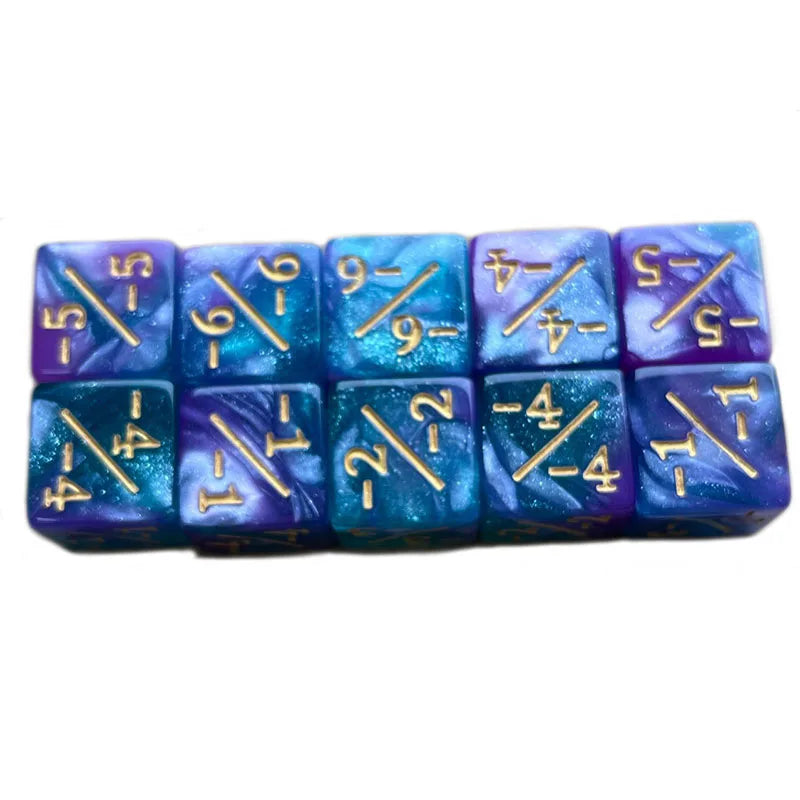 10Pcs D6 Dice 6 Side Counters +1/-1 Square Digital 16mm Cube for Funny Table Board Gaming Math Teaching Arithmetic Study