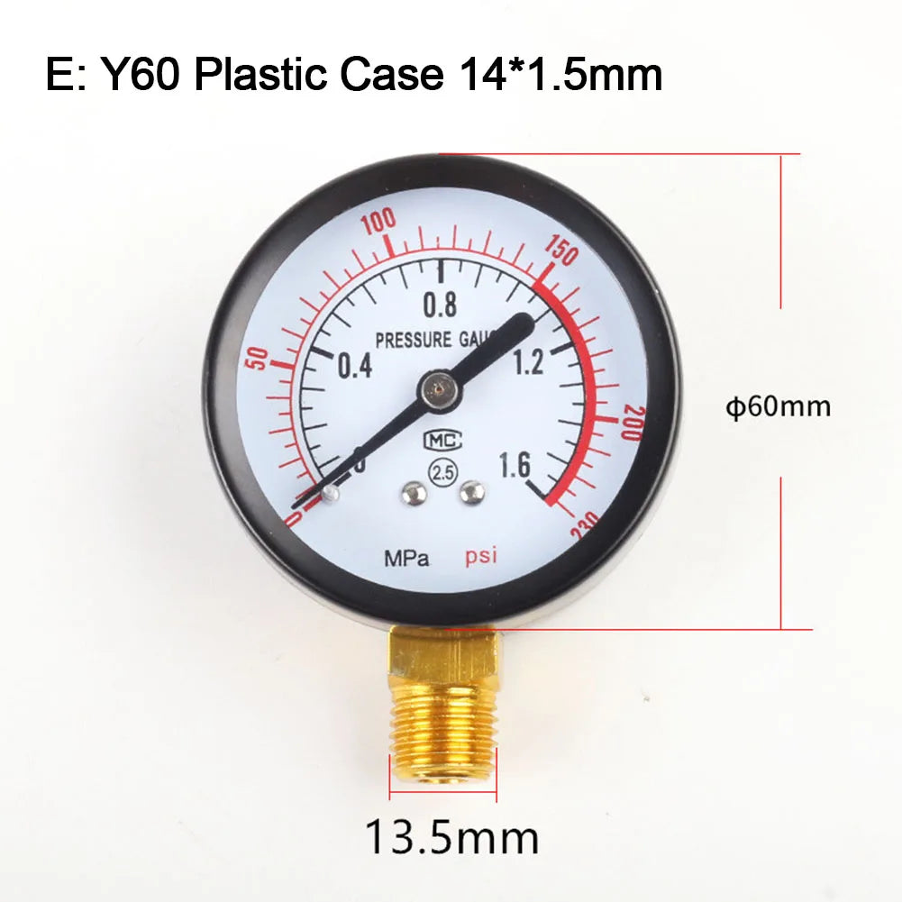 Pressure Gauge Y60 0-1.6Mpa 0-230PSI Pool Filter Water Pressure Gauge Meter For Air Compressor Air Pump Parts Pressure Gauge