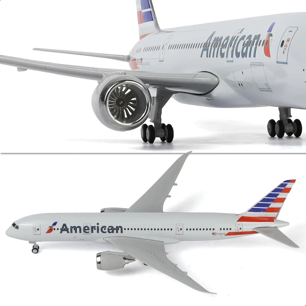 30cm American B787 diecast resin Airplane Model Toy Kit with Stand Wheel for Birthday Holiday Aviation Gift or Collectible
