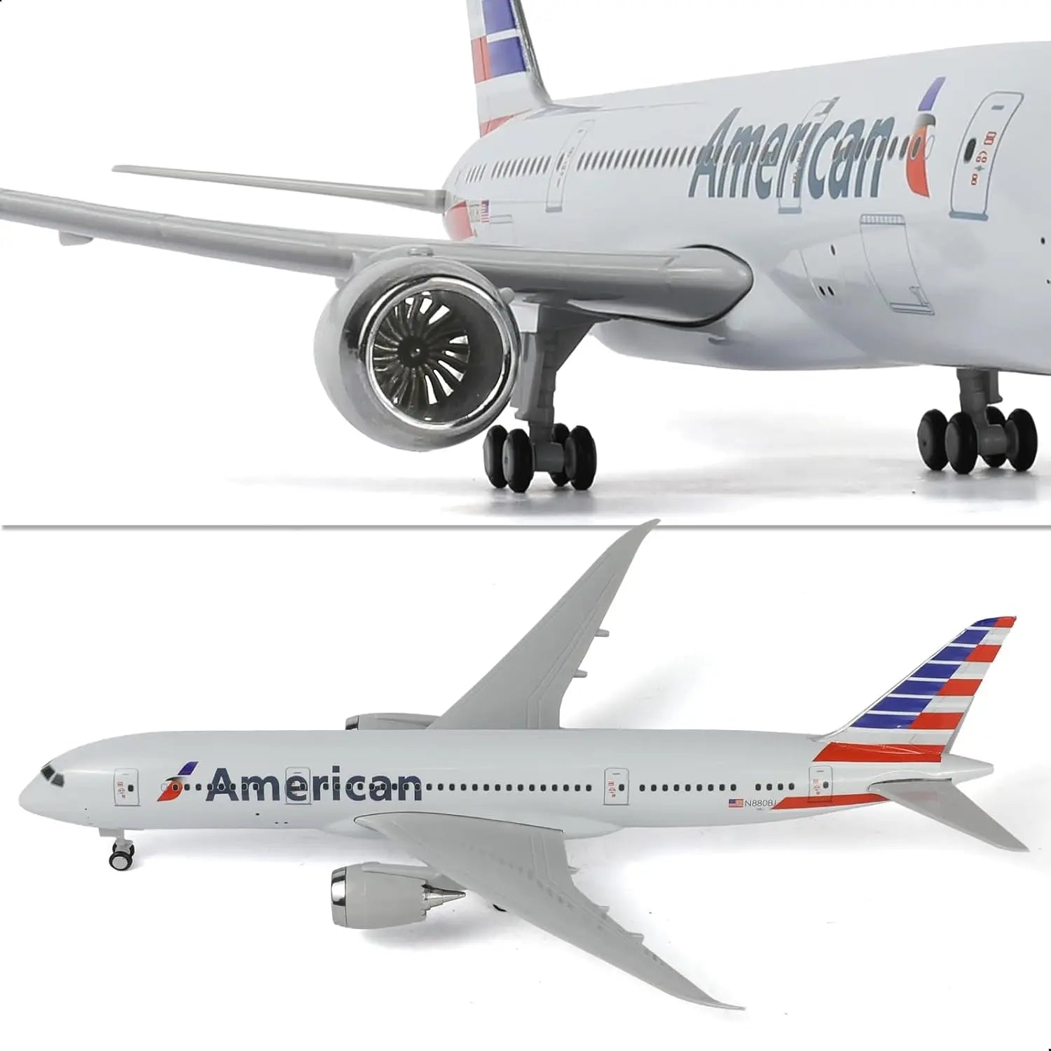 30cm American B787 diecast resin Airplane Model Toy Kit with Stand Wheel for Birthday Holiday Aviation Gift or Collectible