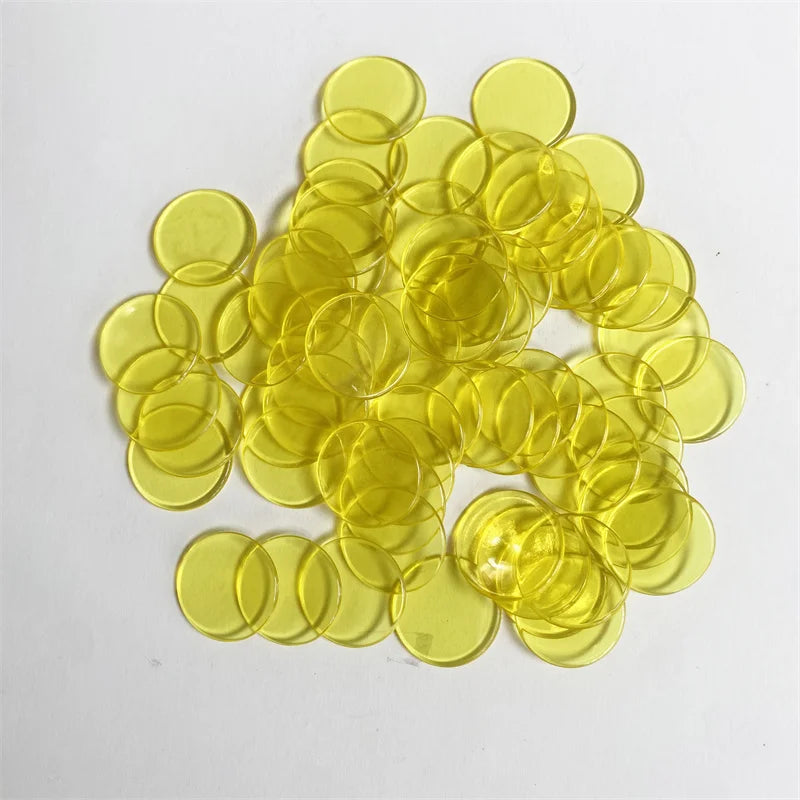 100pcs 19mm Transparent Chips Plastic Counting Supplies Counters For Maths Board Game Token