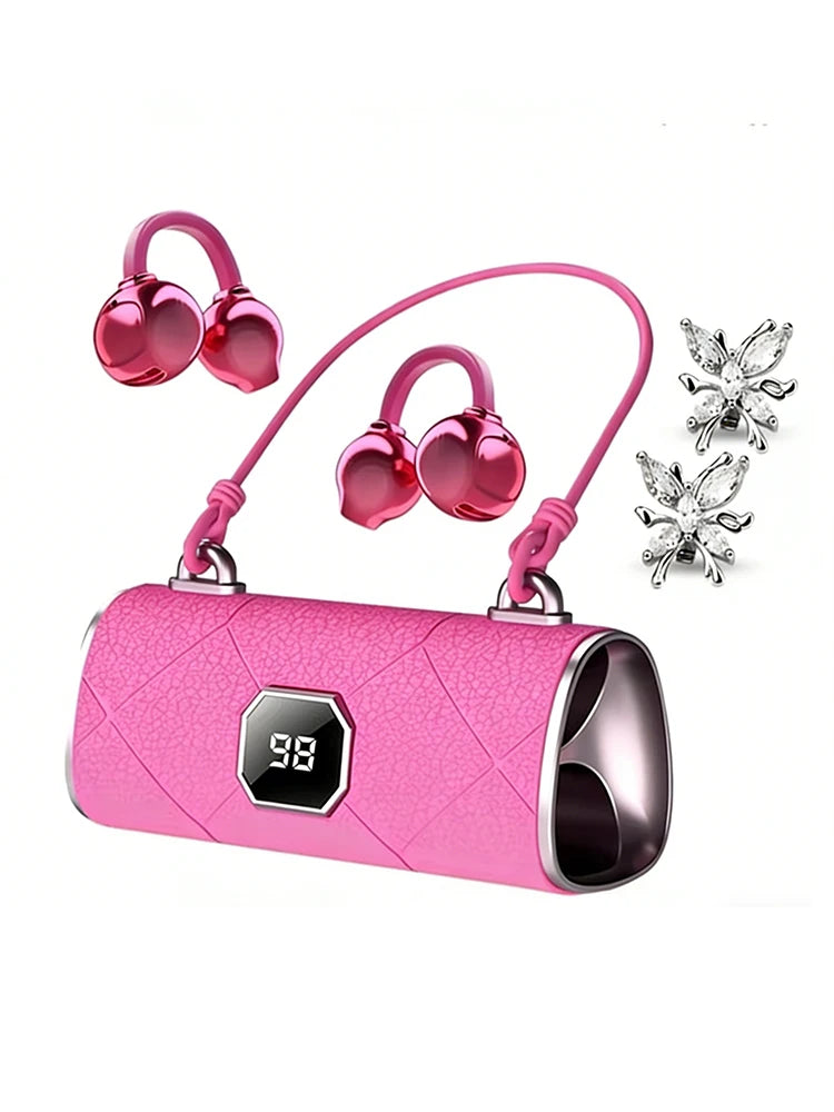 X22 Clip-On Wireless Bluetooth Headphones with Diamond Butterfly Ear Clips Noise-Canceling Headphones Type-C Charging For Gift