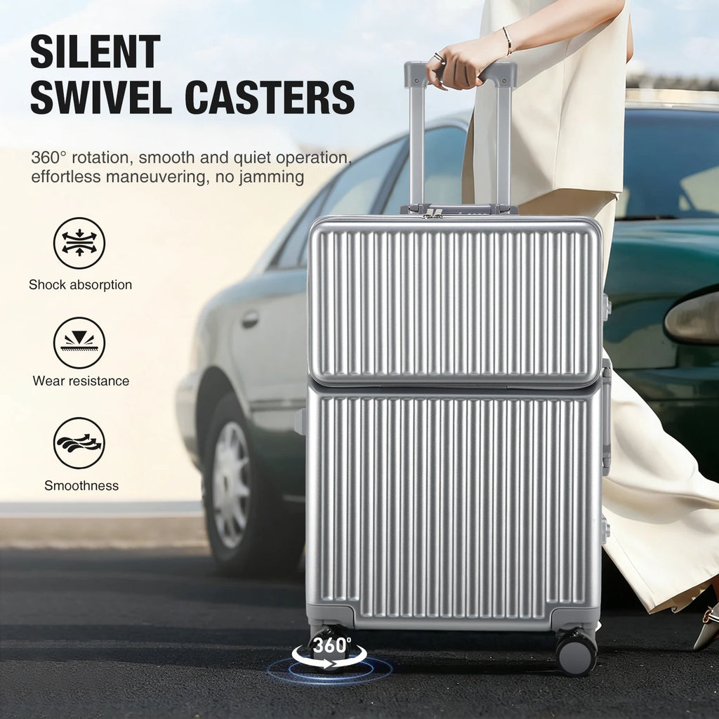 AIWEINY Lightweight Aluminum Frame Hard Shell Luggage 360 Silent Spinner Wheels TSA Lock 20/24/27 Inch Carry On/Travel Suitcase