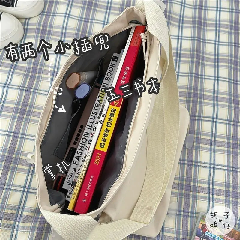 Nylon Crossbody Bags for Girls School Bags Japanese Transparent Bookbag Pocket Women Handbags Shoulder Messenger Bag Satchels