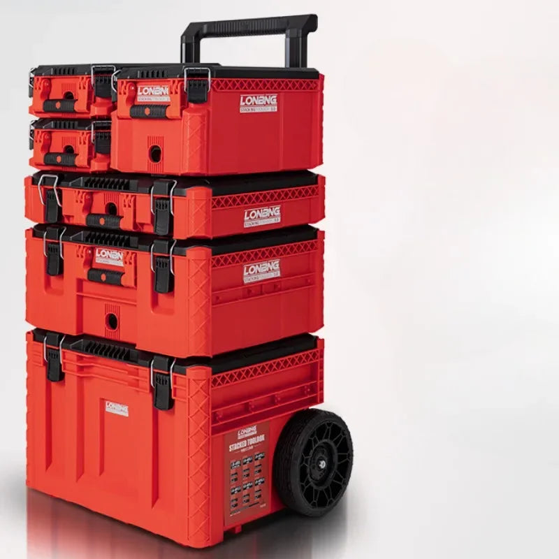 6 Floors Stackable Detachable Combination Toolbox Set Waterproof Portable Large Space Draw-bar Tool Box Wear-resistant Tool Case