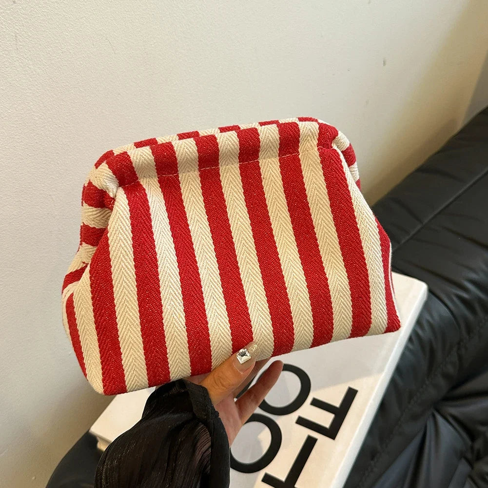 Summer Woven Crochet Purses for Women Beach Clutch Handbags 2024 Dumpling Hobo Casual Colorblock Bag Ladies Ruched Cloud Purse