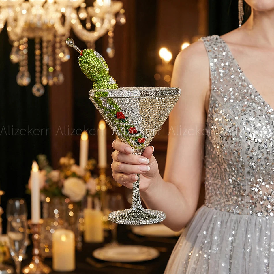 Alizekerr Goblet Rhinestone Evening Bags Women 2026 Gorgeous Boutique Unique Crystal Metallic Purses And Handbags Wedding Party