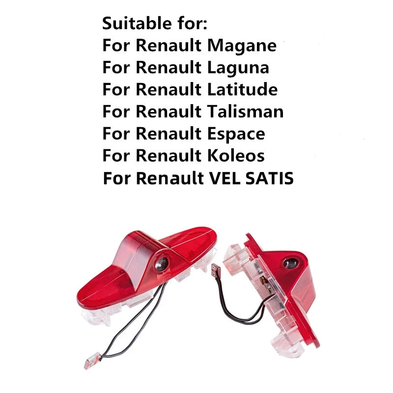 2PCS Renault Universal LED Welcome Door Lights Laser Projector - 99% Cars Fit HD Ghost Shadow 5s Install Puddle lights
