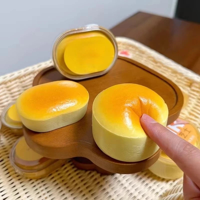 1PC Squishy Realistic Cheese Cake Slow Rebound Stress Relief Decompression Toys Semi-Cooked Cheese Prank Toys Sticky Fingers