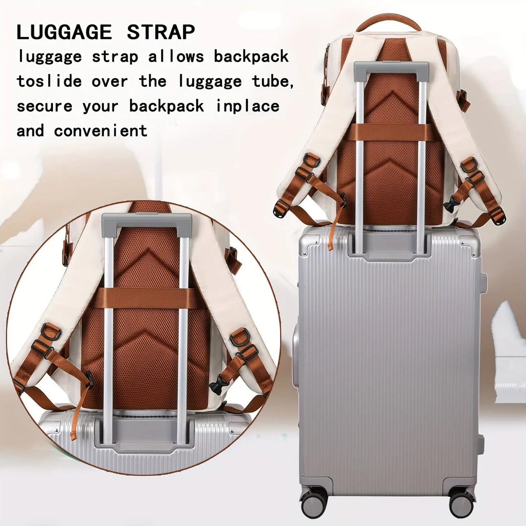 ZUOKEDISI Airlines Approved 15.6-inch Laptop Travel Backpack with Shoe Box and Luggage Strap, Hiking Backpack