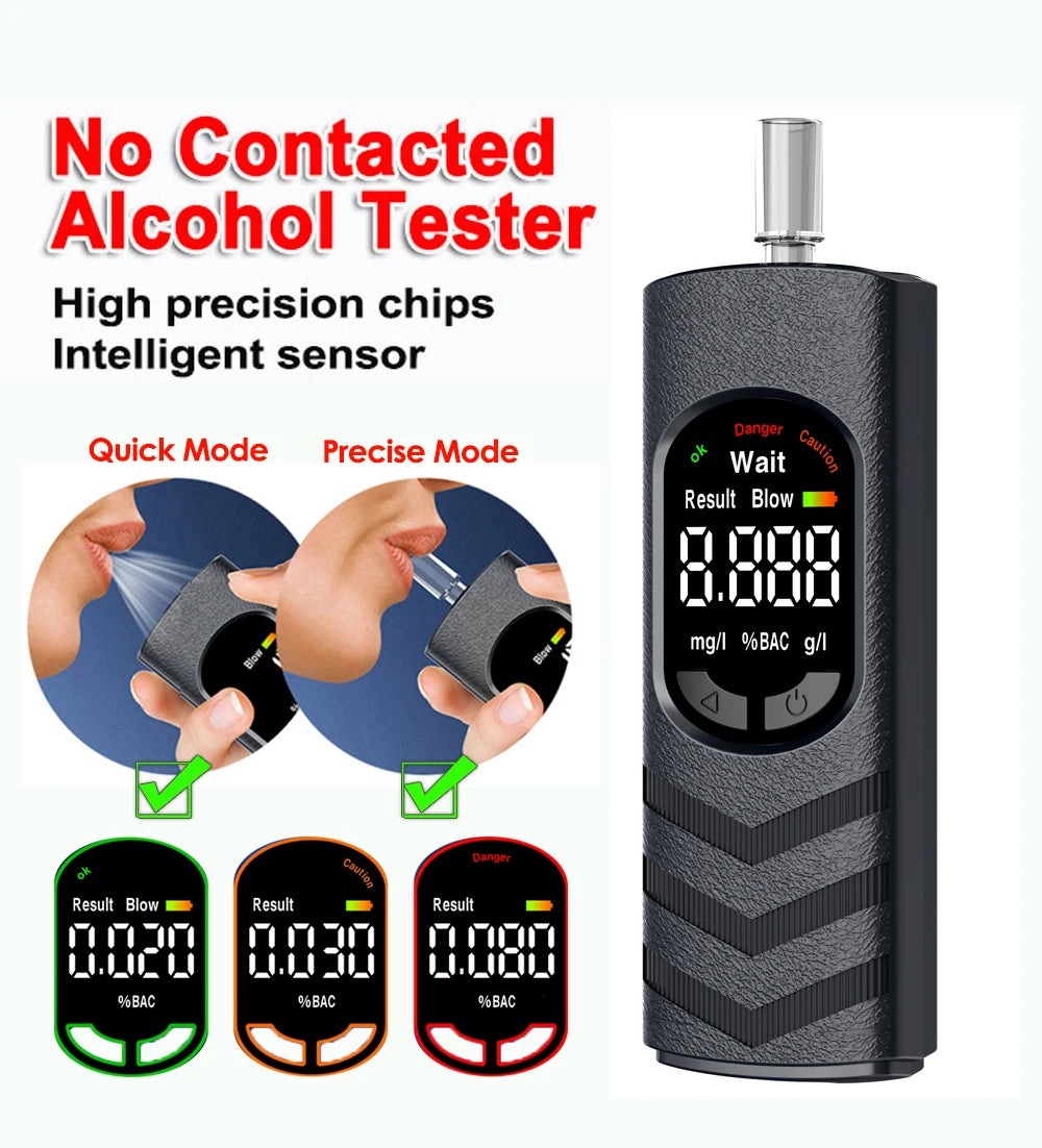 No Contacted LCD Digital Alcohol Tester Police Professional Alcohol Detector Breathalyzer Drunk Driving Tester 3 Colors Lights
